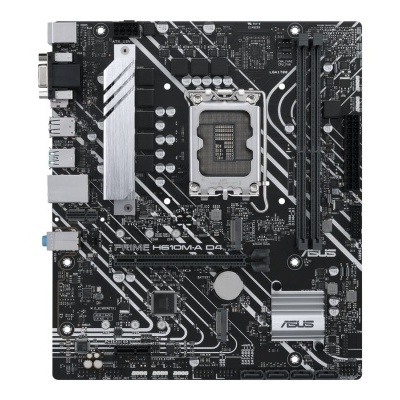 Placa-mãe ASUS PRIME H510M-A D4 preta com dissipadores e slots de memória