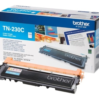 Cartucho de toner Brother TN-230C cian com caixa azul e branca