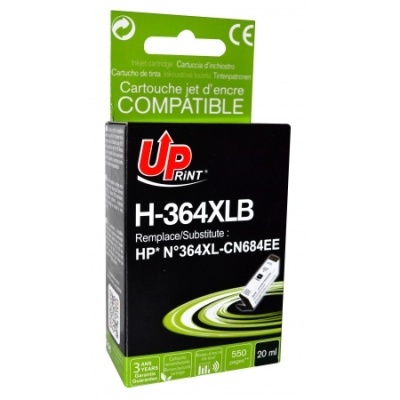 Cartucho de tinta compatível Up Print H-364XLB para impressora HP na embalagem preta e verde