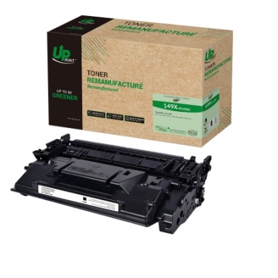 Toner preto remanufacturado UP Print com embalagem em cartão castanho, verdes e pretos