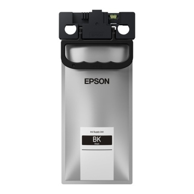 Tinteiro Epson preto com corpo prateado e etiqueta BK Black