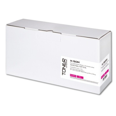 Caixa branca de toner para impressora com etiqueta rosa