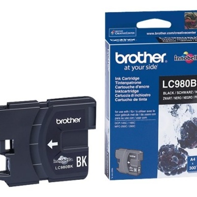 Cartucho de tinta Brother preto LC980BK com embalagem azul