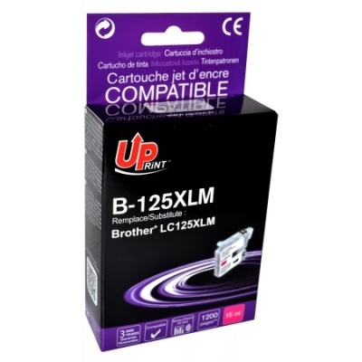 Embalagem de cartucho de tinta compatível UPprint B-125XLM para Brother LC125XLM, preta e roxa