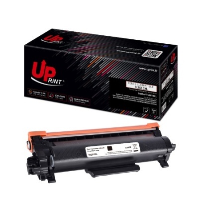 Toner preto para impressora e caixa com design gráfico colorido e texto UP RINT.