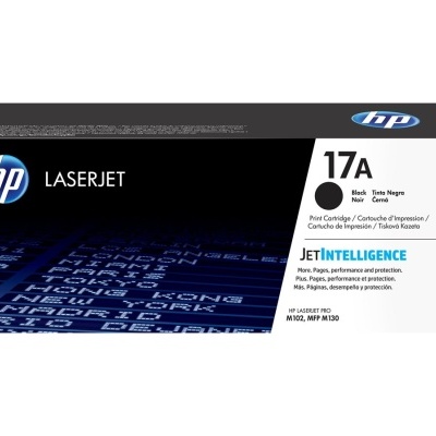 Cartucho toner HP LaserJet 17A preto em embalagem preta e branca