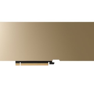 Placa gráfica dourada com superfície lisa e conector dourado