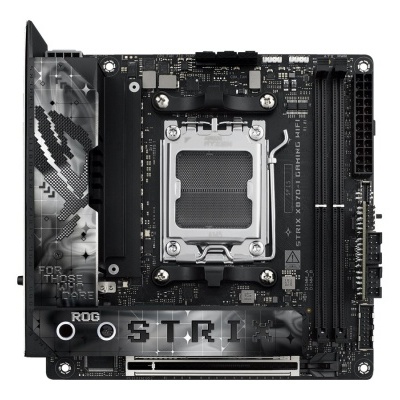 Placa-mãe preta ROG STRIX Z790-I GAMING WIFI com socket para CPU e conectores de RAM