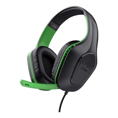 Auriculares com microfone preto e verde com cabo