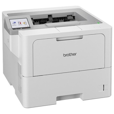 Impressora branca Brother com painel digital e design quadrado.