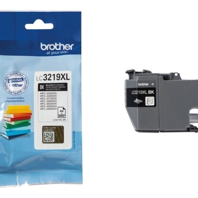 Cartucho de tinta Brother LC3219XL BK preto com embalagem azul e branca