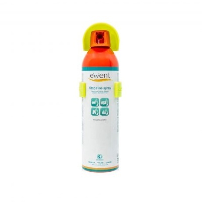 Spray extintor ewent Stop Fire spray com tampa amarela e corpo laranja e branco