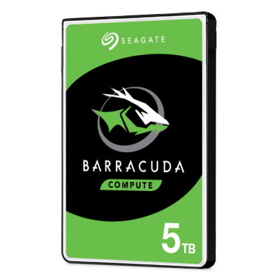Caixa verde e preta do disco rígido Seagate Barracuda Compute 5 TB