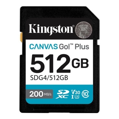Cartão de memória Kingston Canvas Go! Plus 512 GB preto e branco