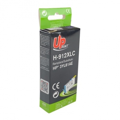 Cartucho tinta UPrint H-912XLC substituto HP 3YL81AE embalagem preta verde