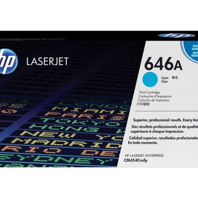 Embalagem de cartucho de impressão HP LaserJet 646A ciano CF031A