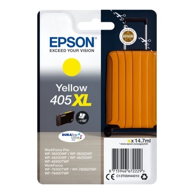Cartucho tinta Epson amarelo 405XL na embalagem