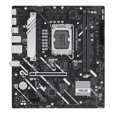 Placa-mãe ASUS PRIME H610M-A preta com socket LGA 1700 e conectores visíveis