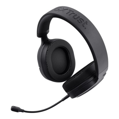 Auscultadores com microfone preto TRUST em fundo branco