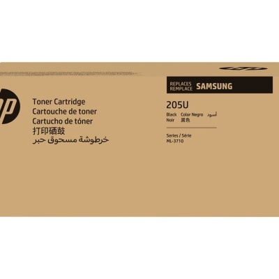 Cartucho toner HP substitui Samsung 205U preto em embalagem castanha