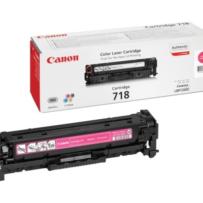 Cartucho de toner preto e magenta Canon com embalagem branca e vermelha.