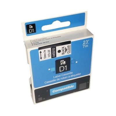Caixa azul e branca de cassete de etiquetas D1 preta