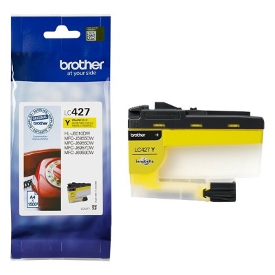 Tinteiro Brother LC427Y amarelo com embalagem azul e branca