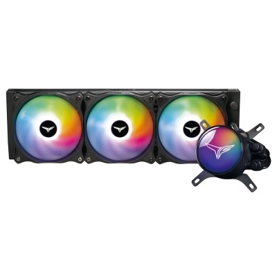 Radiador de refrigeração líquida com ventoinhas RGB e bloco de CPU RGB