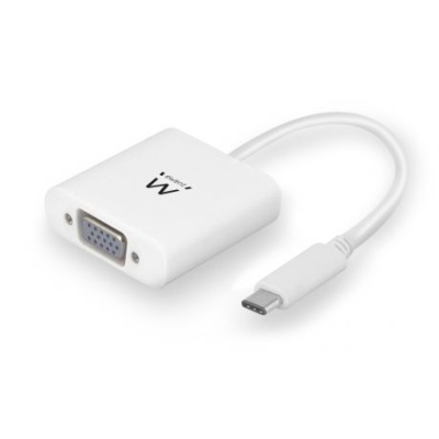 Adaptador USB-C para VGA branco com cabo curto