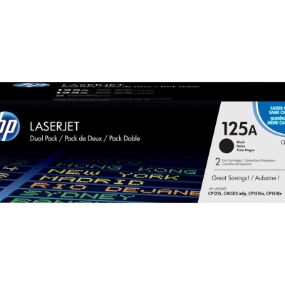 Embalagem de toner HP LaserJet preto modelo 125A pack duplo