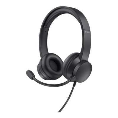 Auriculares de ouvido pretos com microfone e cabo