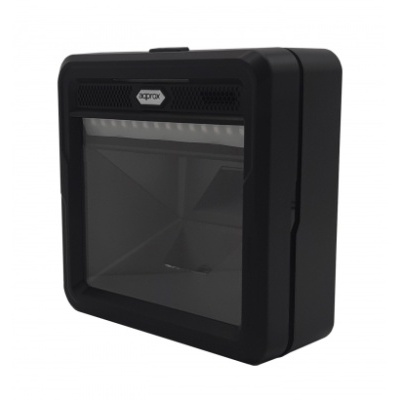 Scanner de código de barras preto da marca XPRT com janela de vidro