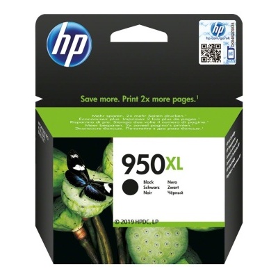 Embalagem tinta HP 950XL com imagem de borboleta e plantas, logotipo HP