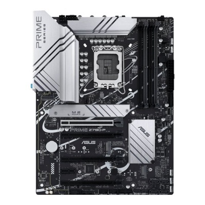 Placa-mãe ASUS PRIME Z690-P preta e cinza com componentes eletrônicos visíveis
