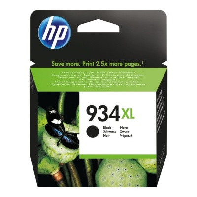 Embalagem de tinta HP 934XL preta com imagem de insecto