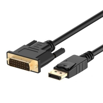 Cabo com conectores DVI e DisplayPort preto com pinos dourados