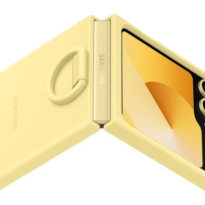 Capa protetora amarela para telemóvel Samsung Z Flip4 5G com anel e dobradiça
