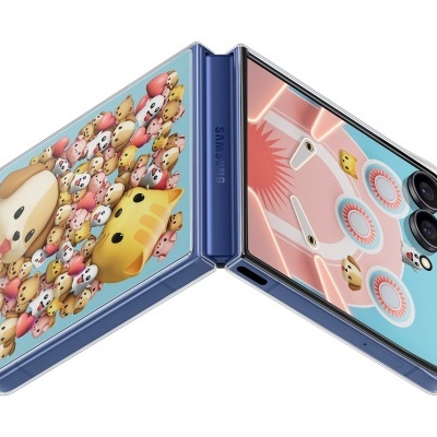 Telemóvel dobrável Samsung com capa de animais e ecrã colorido