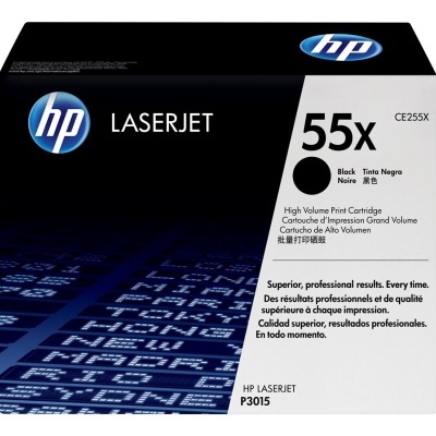 Caixa de cartucho de impressão HP LaserJet preta modelo 55X CE255X