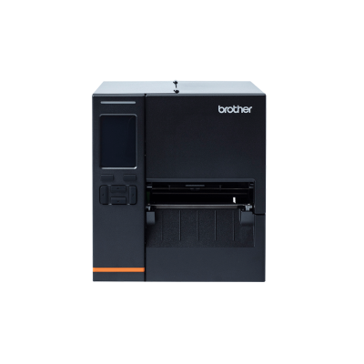 Impressora de etiquetas Brother preta com visor digital e botões