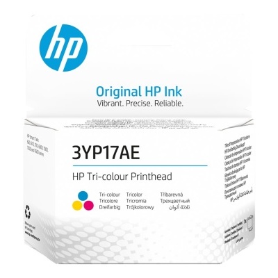 Cartucho de tinta HP original 3YP17AE colorido em embalagem branca com logótipo azul