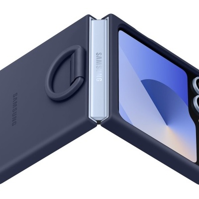 Capa azul escura para smartphone Samsung dobrável com anel e dobradiça metálica