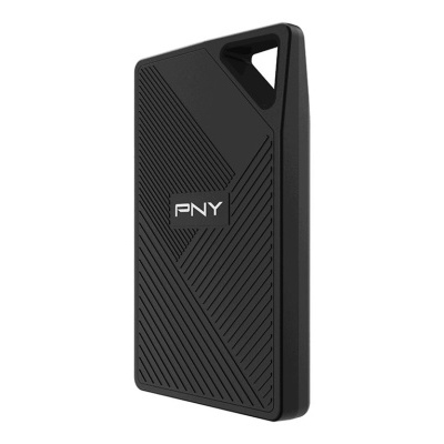 Pen drive PNY preto com textura diagonal e furo triangular