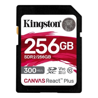 Cartão de memória Kingston SDXC 256GB preto e branco com detalhes rosa