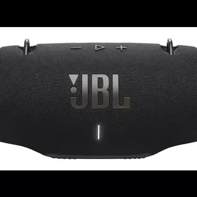 Coluna portátil JBL preta com botões de volume