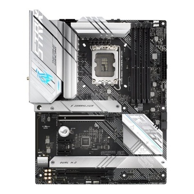 Placa-mãe ASUS PRIME Z690-P DDR4 preta e branca com dissipadores metálicos