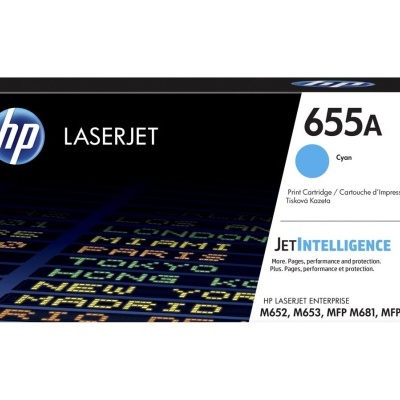 Embalagem de cartucho de toner HP LaserJet 655A ciano CF451A