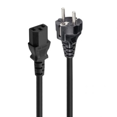 Cabo elétrico preto com plugue macho e conector fêmea