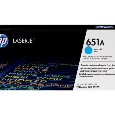 Caixa de cartucho de toner HP LaserJet 651A azul para impressora