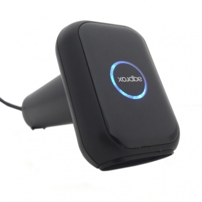 Carregador de carro sem fios Edibox preto com luz LED azul circular